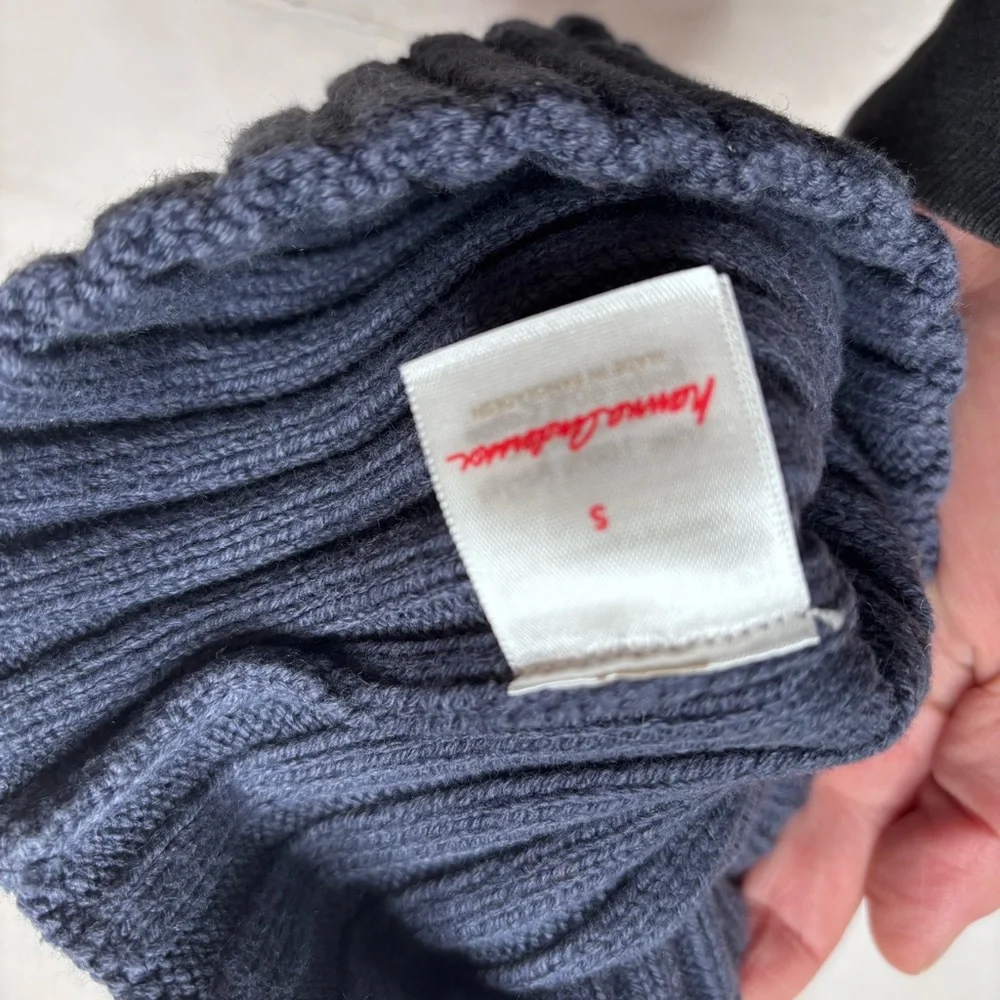 Hanna Andersson Blue Knit Pom Pom Beanie Size Small EUC